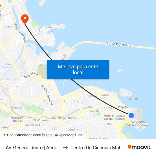 Av. General Justo | Aeroporto Santos Dumont ✈ to Centro De Ciências Matemáticas E Da Natureza map