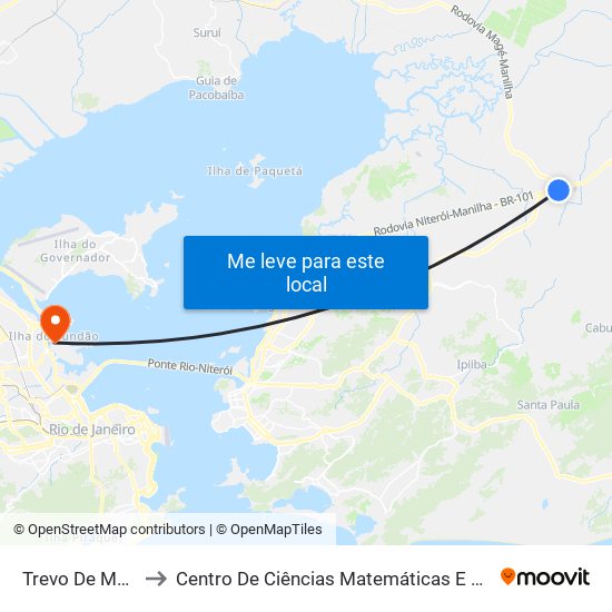 Trevo De Manilha to Centro De Ciências Matemáticas E Da Natureza map