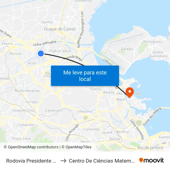 Rodovia Presidente Dutra (Rio Acari) to Centro De Ciências Matemáticas E Da Natureza map