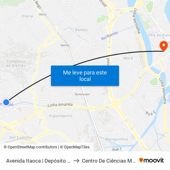 Avenida Itaoca | Depósito Do Mundial (Sentido Inhaúma) to Centro De Ciências Matemáticas E Da Natureza map