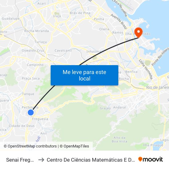 Senai Freguesia to Centro De Ciências Matemáticas E Da Natureza map