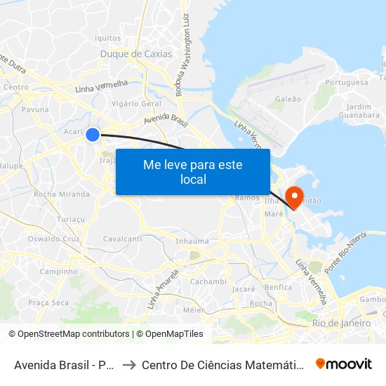 Avenida Brasil - Passarela 25 to Centro De Ciências Matemáticas E Da Natureza map