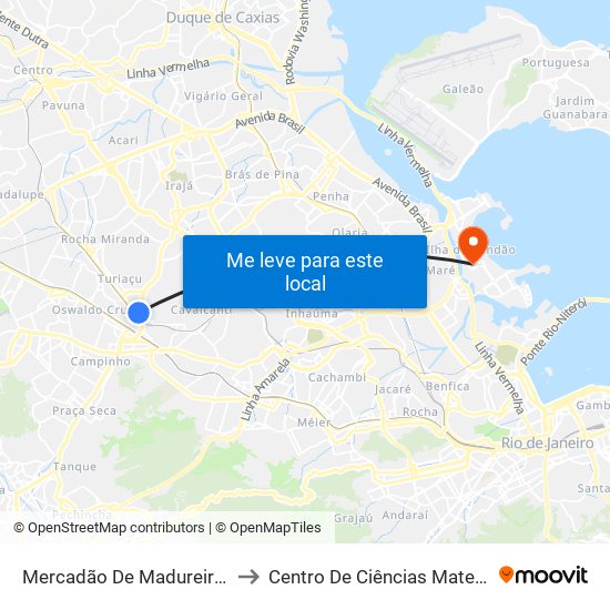 Mercadão De Madureira (Linhas Municipais) to Centro De Ciências Matemáticas E Da Natureza map