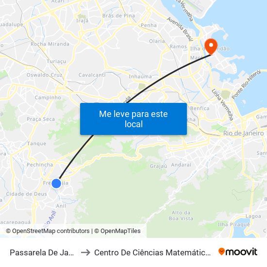 Passarela De Jacarepaguá to Centro De Ciências Matemáticas E Da Natureza map