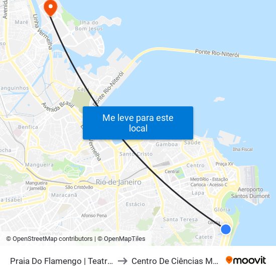 Praia Do Flamengo | Teatro Prudential (Adolpho Bloch) to Centro De Ciências Matemáticas E Da Natureza map