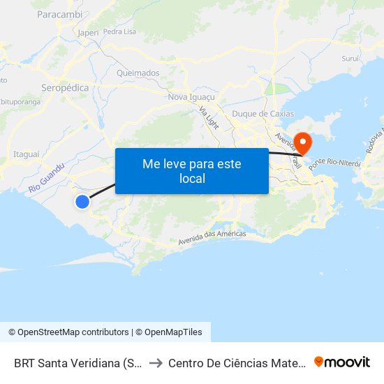 BRT Santa Veridiana (Sentido Pingo D'Água) to Centro De Ciências Matemáticas E Da Natureza map