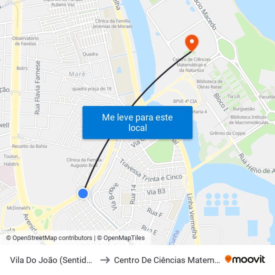 Vila Do João (Sentido Linha Vermelha) to Centro De Ciências Matemáticas E Da Natureza map