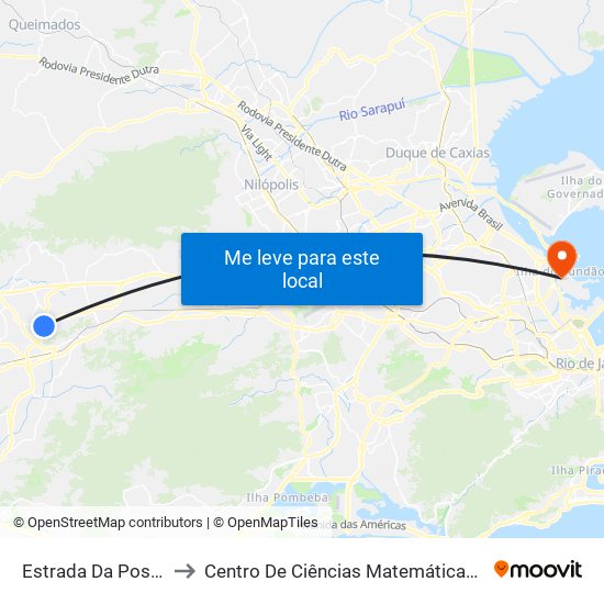 Estrada Da Posse, 3787 to Centro De Ciências Matemáticas E Da Natureza map