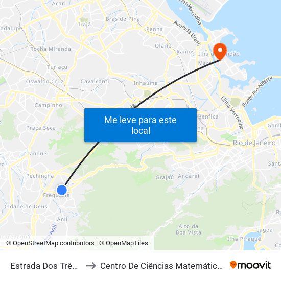 Estrada Dos Três Rios, 529 to Centro De Ciências Matemáticas E Da Natureza map