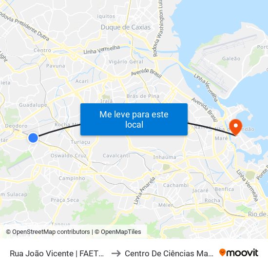 Rua João Vicente | FAETEC / Upa Marechal Hermes to Centro De Ciências Matemáticas E Da Natureza map