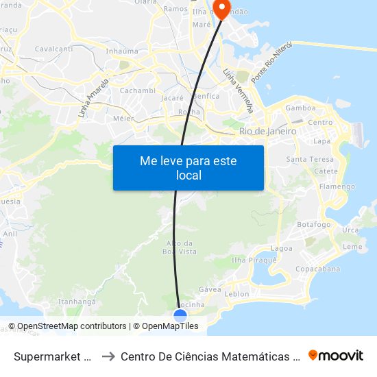 Supermarket Rocinha to Centro De Ciências Matemáticas E Da Natureza map