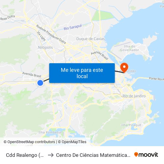 Cdd Realengo (Correios) to Centro De Ciências Matemáticas E Da Natureza map