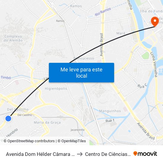 Avenida Dom Hélder Câmara | Catedral Mundial Da Fé (Sentido Benfica) to Centro De Ciências Matemáticas E Da Natureza map