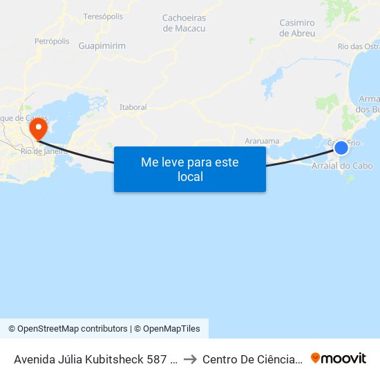Avenida Júlia Kubitsheck 587 | Rodoviária De Cabo Frio (Sentido São Pedro) to Centro De Ciências Matemáticas E Da Natureza map
