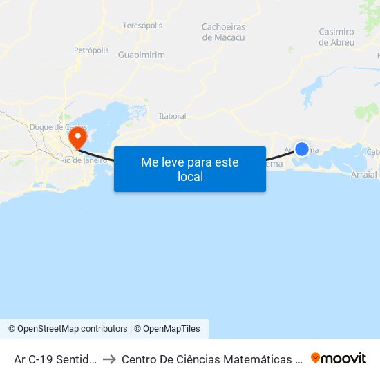 Ar C-19 Sentido Volta to Centro De Ciências Matemáticas E Da Natureza map