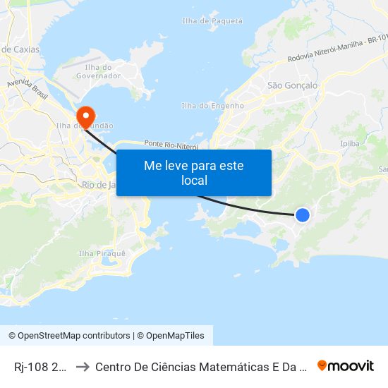 Rj-108 2486 to Centro De Ciências Matemáticas E Da Natureza map