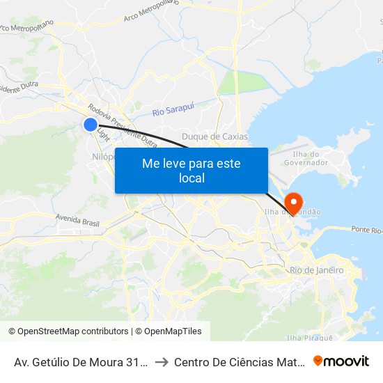 Av. Getúlio De Moura 3120 - Centro Nova Iguaçu to Centro De Ciências Matemáticas E Da Natureza map