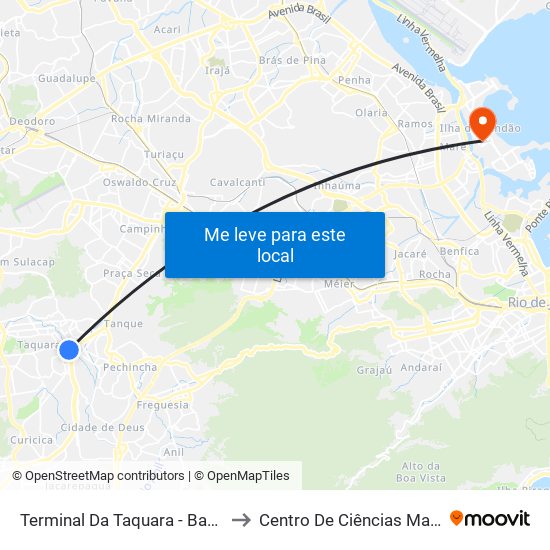 Terminal Da Taquara - Bandeira Brasil (Plataforma B) to Centro De Ciências Matemáticas E Da Natureza map