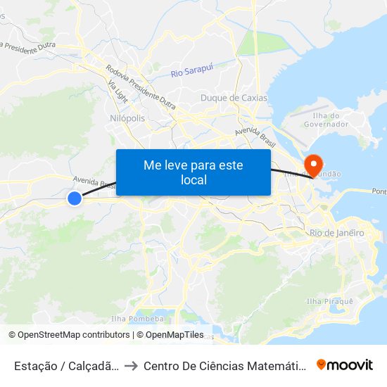Estação / Calçadão De Bangu to Centro De Ciências Matemáticas E Da Natureza map