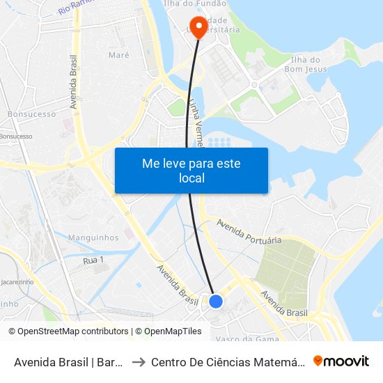 Avenida Brasil | Barreira Do Vasco to Centro De Ciências Matemáticas E Da Natureza map