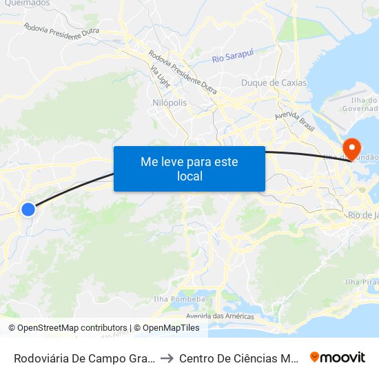 Rodoviária De Campo Grande - Plataforma B (Jabour) to Centro De Ciências Matemáticas E Da Natureza map