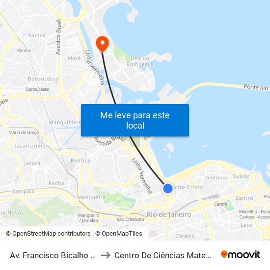 Av. Francisco Bicalho | Rodoviária Do Rio to Centro De Ciências Matemáticas E Da Natureza map