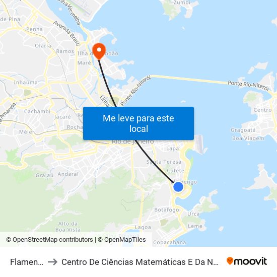 Flamengo to Centro De Ciências Matemáticas E Da Natureza map