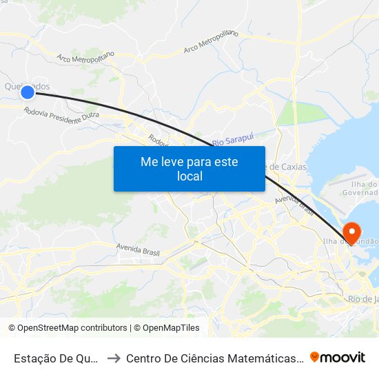 Estação De Queimados to Centro De Ciências Matemáticas E Da Natureza map