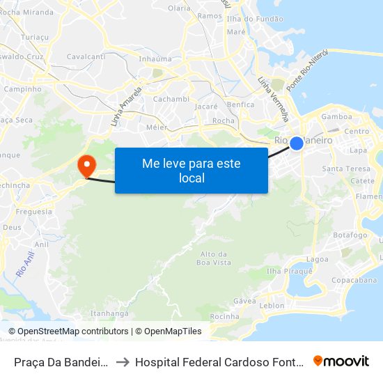 Praça Da Bandeira to Hospital Federal Cardoso Fontes map