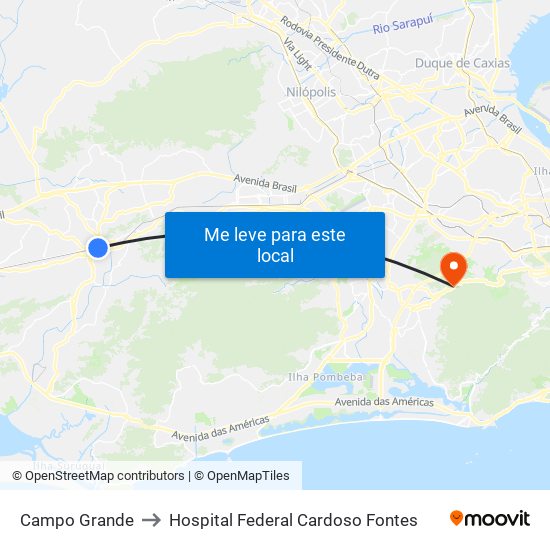 Campo Grande to Hospital Federal Cardoso Fontes map