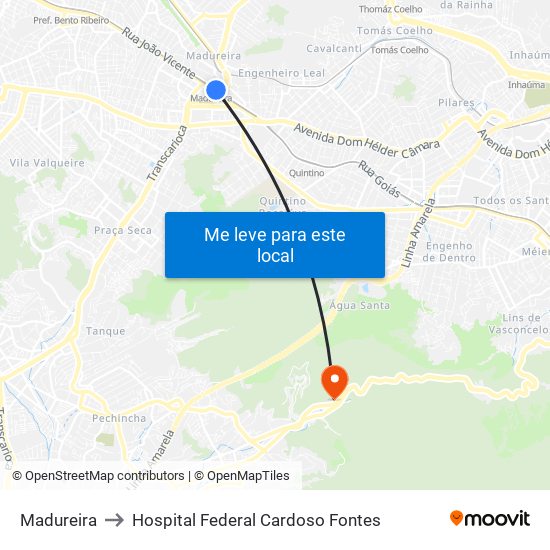 Madureira to Hospital Federal Cardoso Fontes map