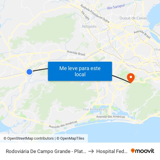 Rodoviária De Campo Grande - Plataforma D (Campo Grande E Jabour - Executivo) to Hospital Federal Cardoso Fontes map