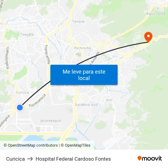 Curicica to Hospital Federal Cardoso Fontes map