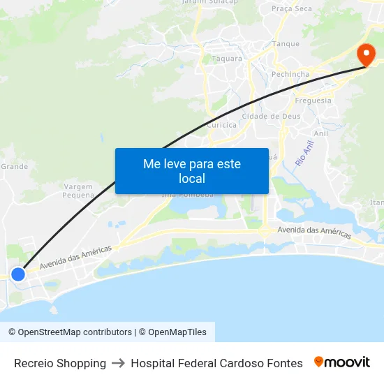 Recreio Shopping to Hospital Federal Cardoso Fontes map