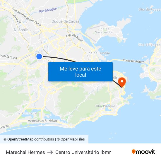 Marechal Hermes to Centro Universitário Ibmr map