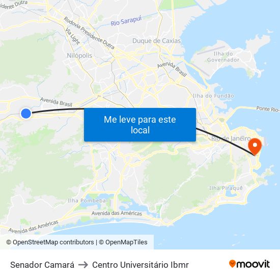 Senador Camará to Centro Universitário Ibmr map