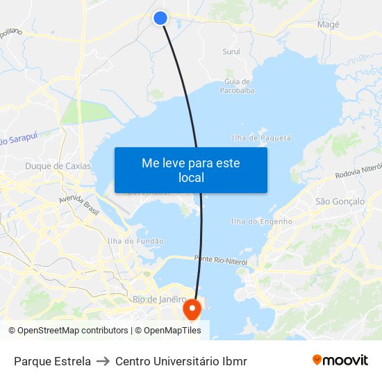 Parque Estrela to Centro Universitário Ibmr map