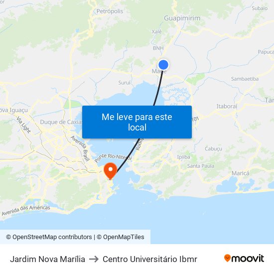 Jardim Nova Marília to Centro Universitário Ibmr map