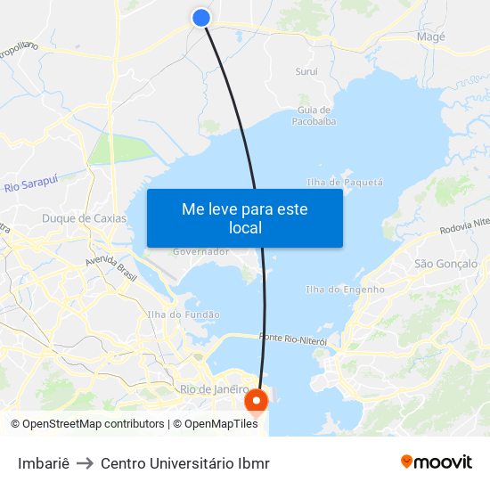 Imbariê to Centro Universitário Ibmr map