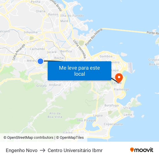 Engenho Novo to Centro Universitário Ibmr map