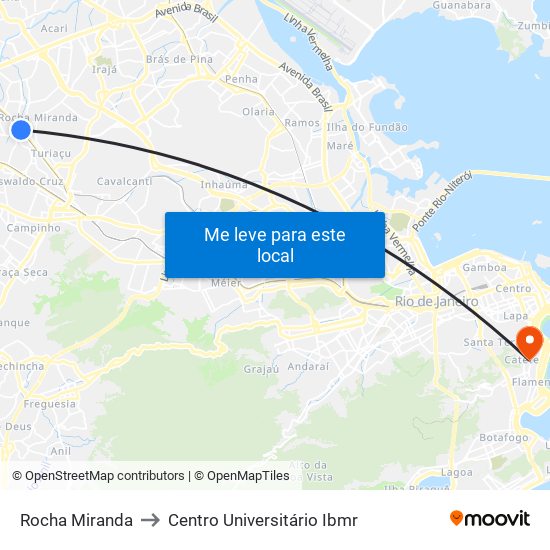 Rocha Miranda to Centro Universitário Ibmr map