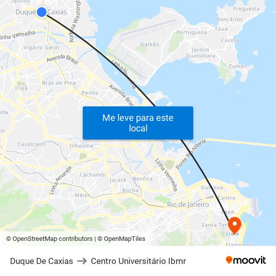 Duque De Caxias to Centro Universitário Ibmr map
