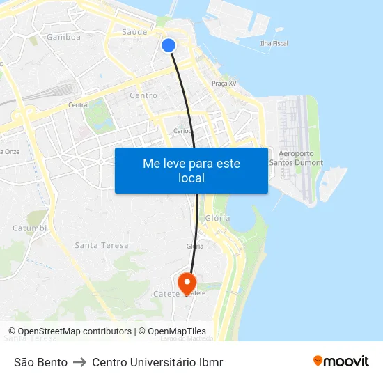 São Bento to Centro Universitário Ibmr map