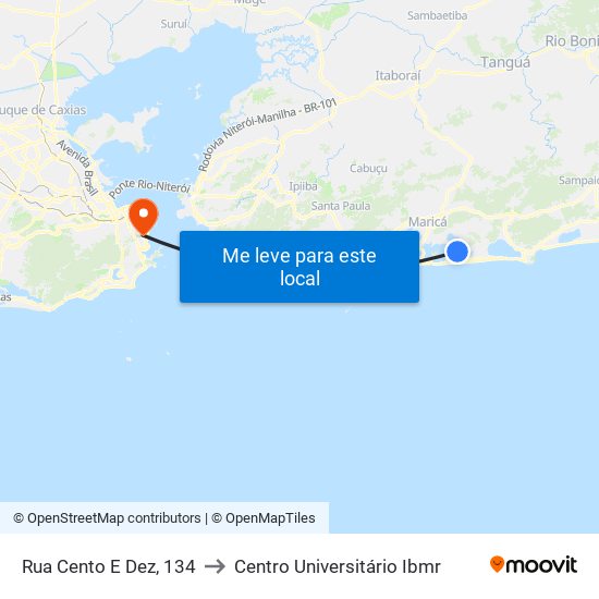 Rua Cento E Dez, 134 to Centro Universitário Ibmr map