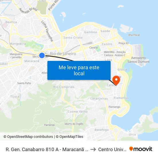 R. Gen. Canabarro 810 A - Maracanã Rio De Janeiro - Rj 20271-205 Brasil to Centro Universitário Ibmr map