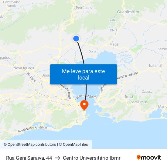 Rua Geni Saraiva, 44 to Centro Universitário Ibmr map