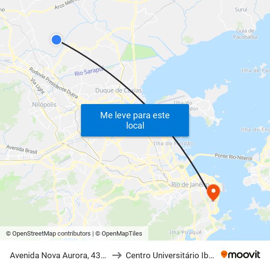Avenida Nova Aurora, 4324 to Centro Universitário Ibmr map