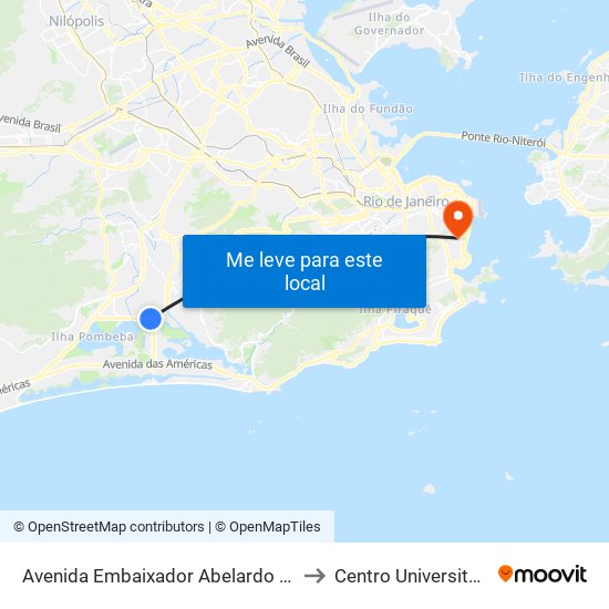 Avenida Embaixador Abelardo Bueno, 24280 to Centro Universitário Ibmr map