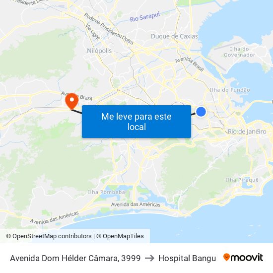 Avenida Dom Hélder Câmara, 3999 to Hospital Bangu map