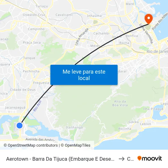 Aerotown - Barra Da Tijuca (Embarque E Desembarque - 1001) to Caju map